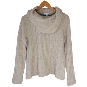 Charter Club Cream Cable Knit Turtle Neck Wool Angora Cashmere Blend Sweater XL